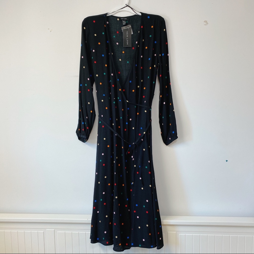 👉Long sleeve wrap dress